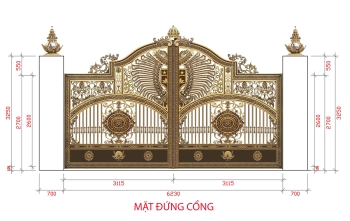 Cổng nhôm đúc kích thước 6m